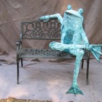frog sculpture by Beau Smith bench 5-12wwa frog sculpture by Beau Smith bench 5-12wwa