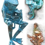 frog sculpture parent and child reeading book by Beau Smith 1cc frog sculpture parent and child reeading book by Beau Smith 1cc